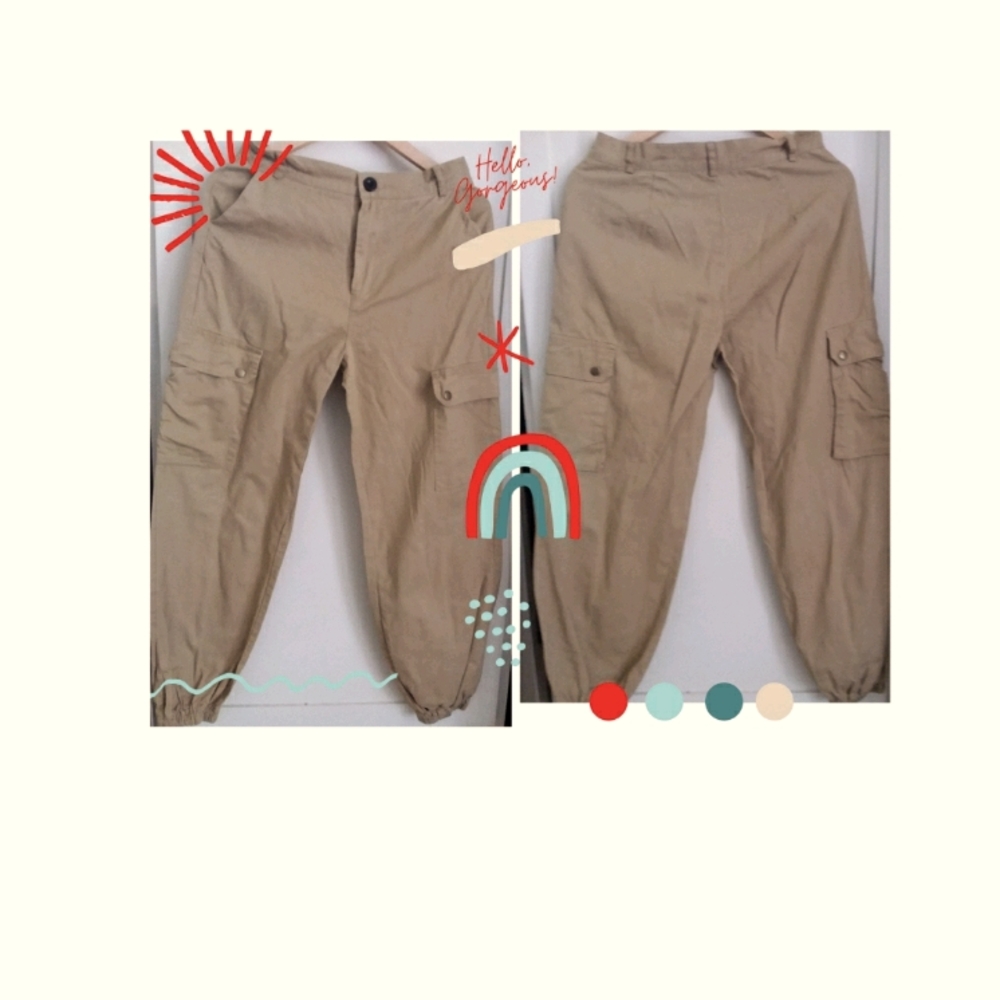 Elastic hem High Waisted Cargo pants Sz.M